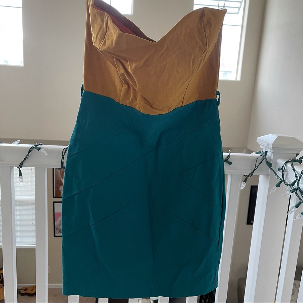 Papaya Mustard & Green Mini Dress